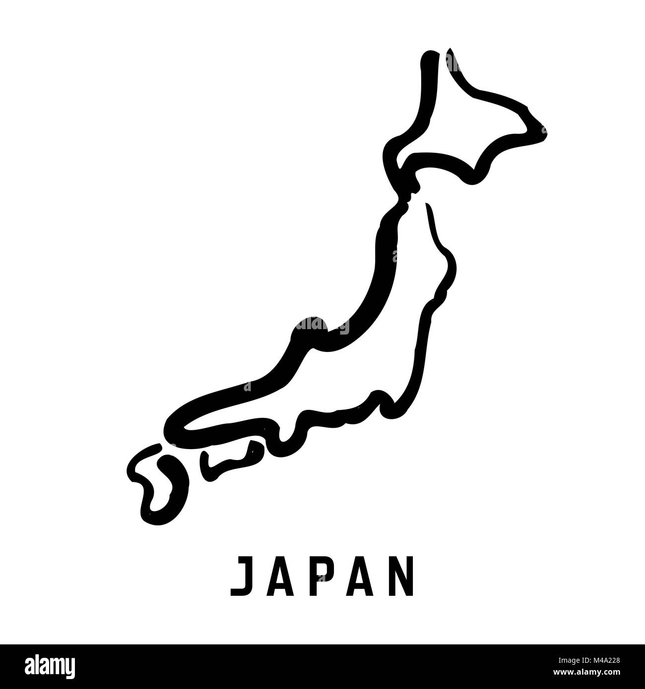 Japan einfache Karte outline-glatten vereinfachte Land formen Karte Vektor. Stock Vektor