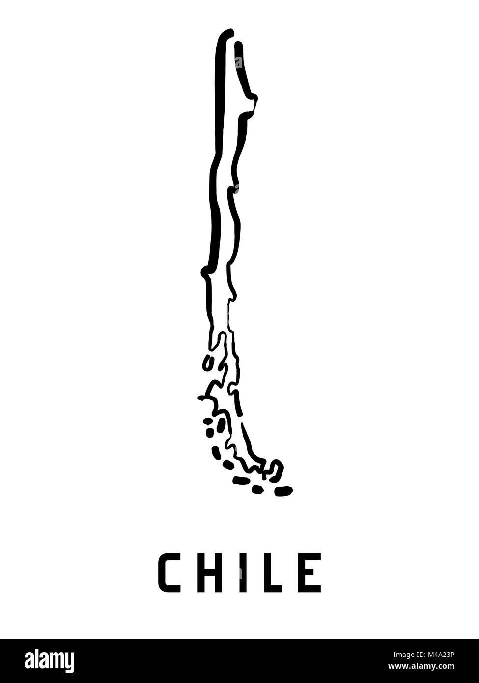Chile Karte outline-glatten vereinfachte Land formen Karte Vektor. Stock Vektor