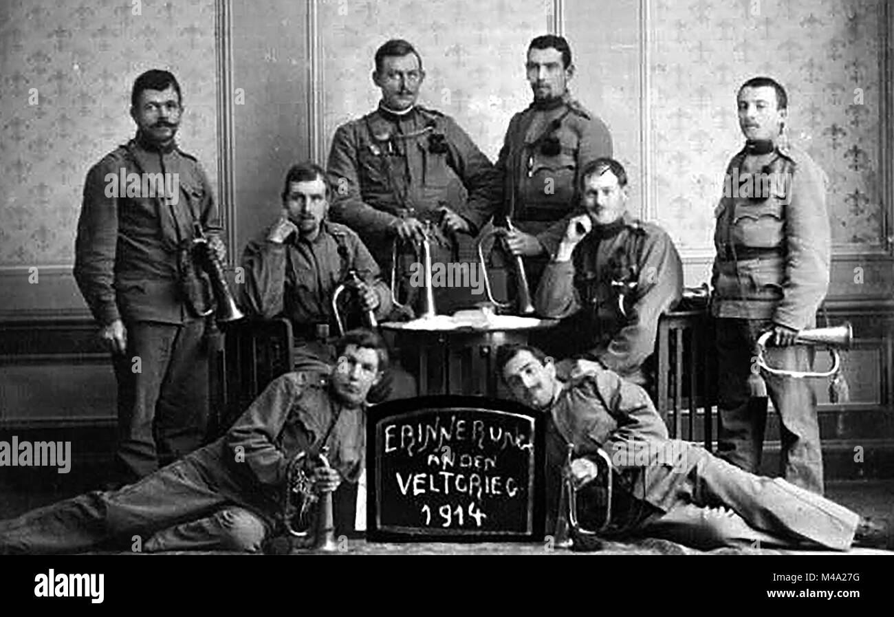 WWI eine Gruppe von österreichischen Soldaten - hornisten - 1914 Stockfoto