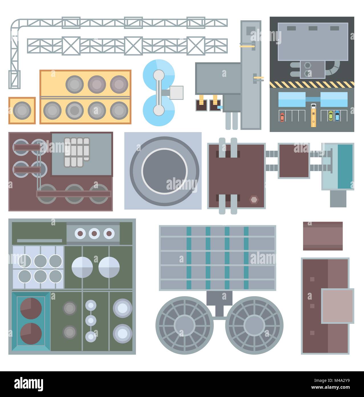Industriebauten Elemente - moderne Vektorobjekte Stock Vektor