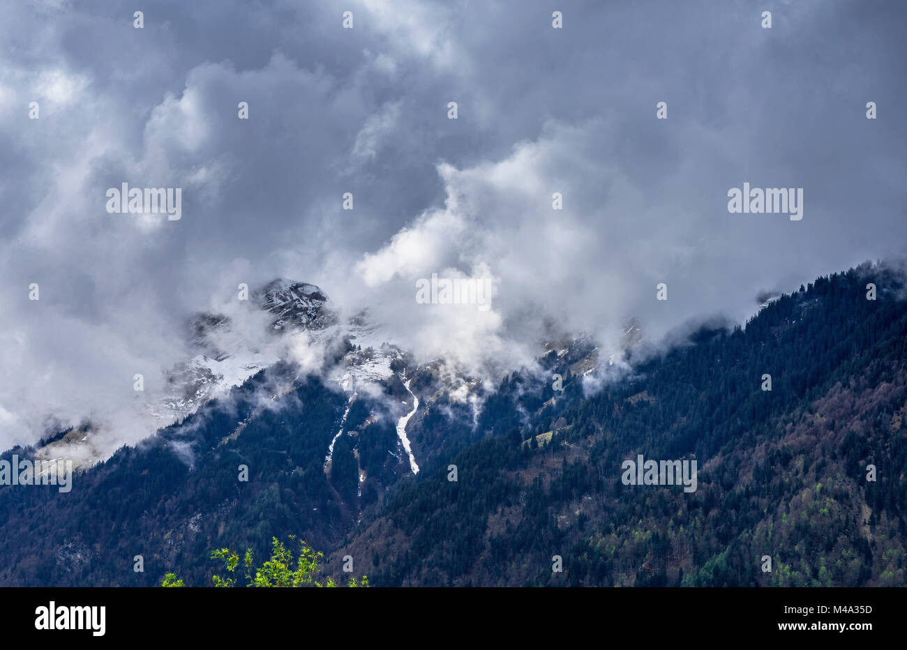 Ansicht im Berner Oberland in der Schweiz an einem grauen Tag Stockfoto