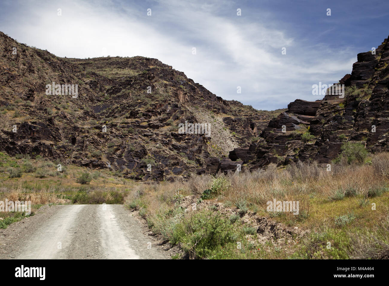 Nuratau, schwarze Berge in Usbekistan Stockfoto