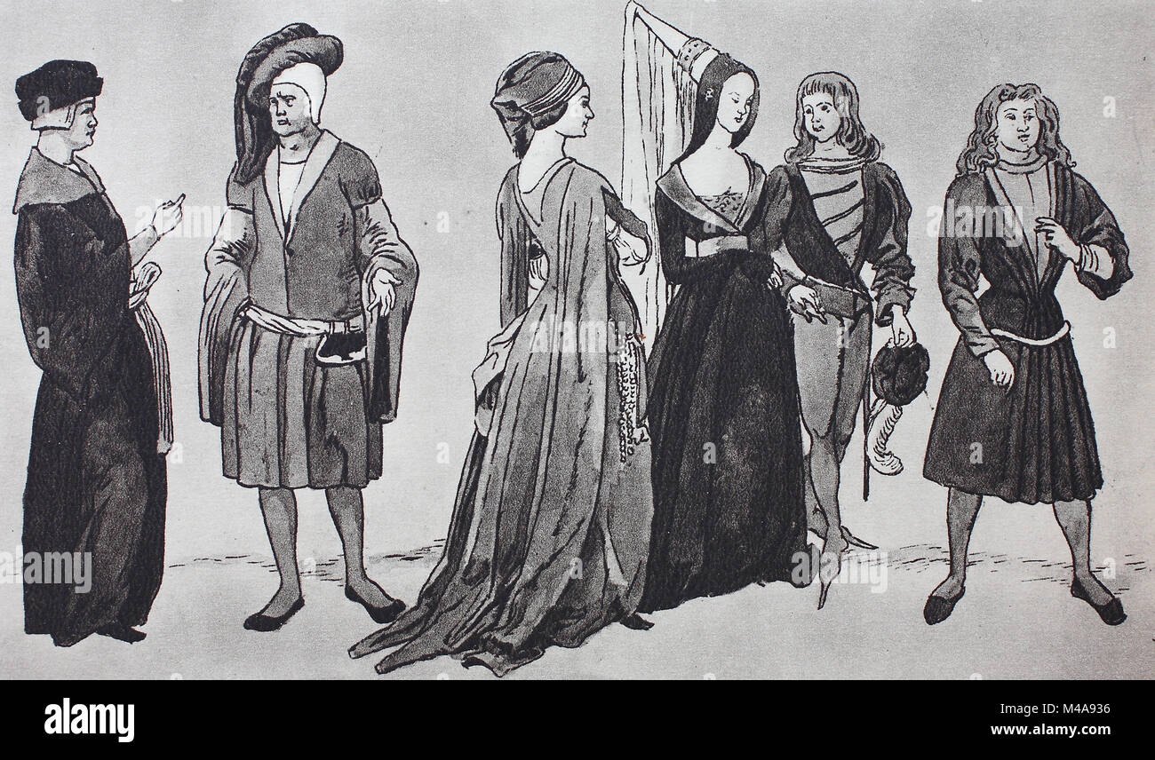 Mode, Kleidung in Deutschland im späten Mittelalter, 1475-1500, von ...