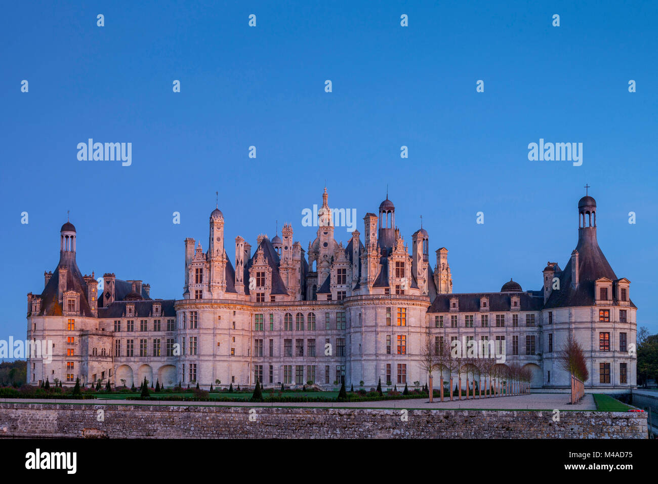 Das Chateau de Chambord, ein Renaissance Schloss, ist als UNESCO-Weltkulturerbe und National Historic Landmark (Französisch ÒMonument hi registriert Stockfoto