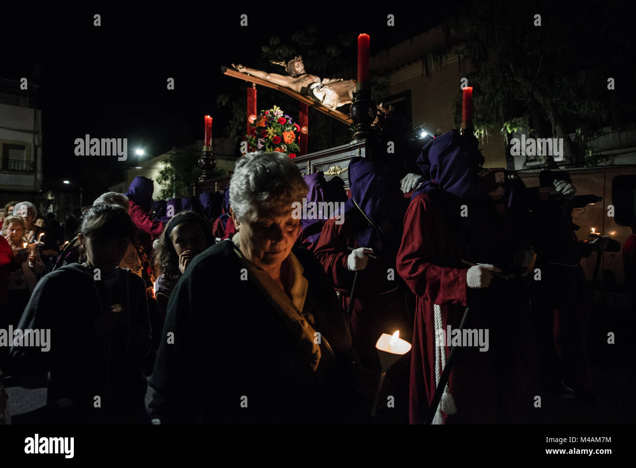 Die päpstlichen und königlichen Bruderschaft des Heiligen Geistes, des Heiligen Christus des Heiligtums und der Heiligen Jungfrau Maria Co-Redemptrix in Cáceres Stockfoto