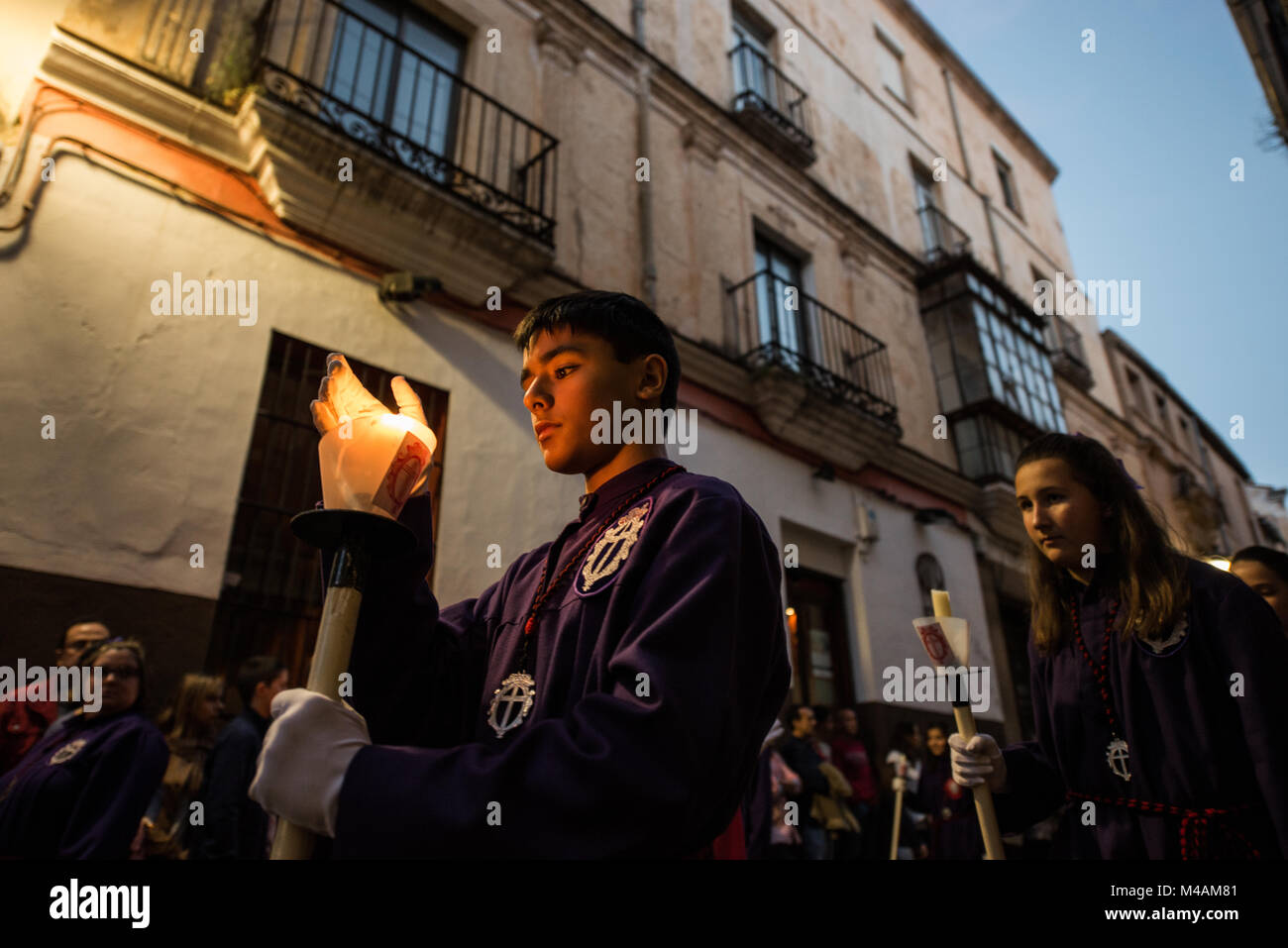 Die königliche und Illustren Bruderschaft des Heiligen und Wahren Cruz in Cáceres. Stockfoto