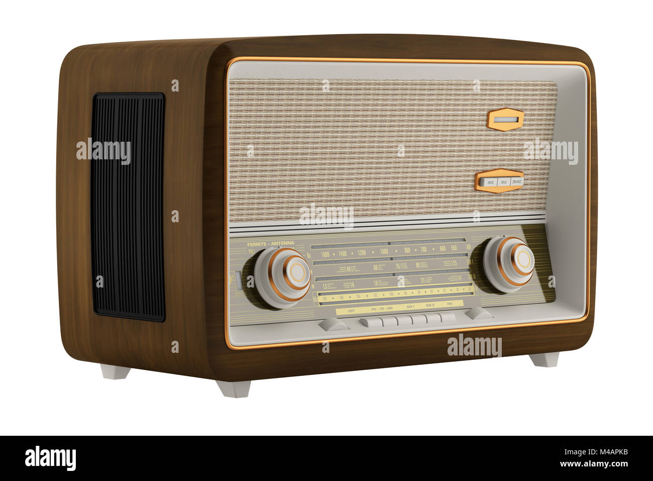 Vintage Radio isoliert auf weißem Hintergrund Stockfoto