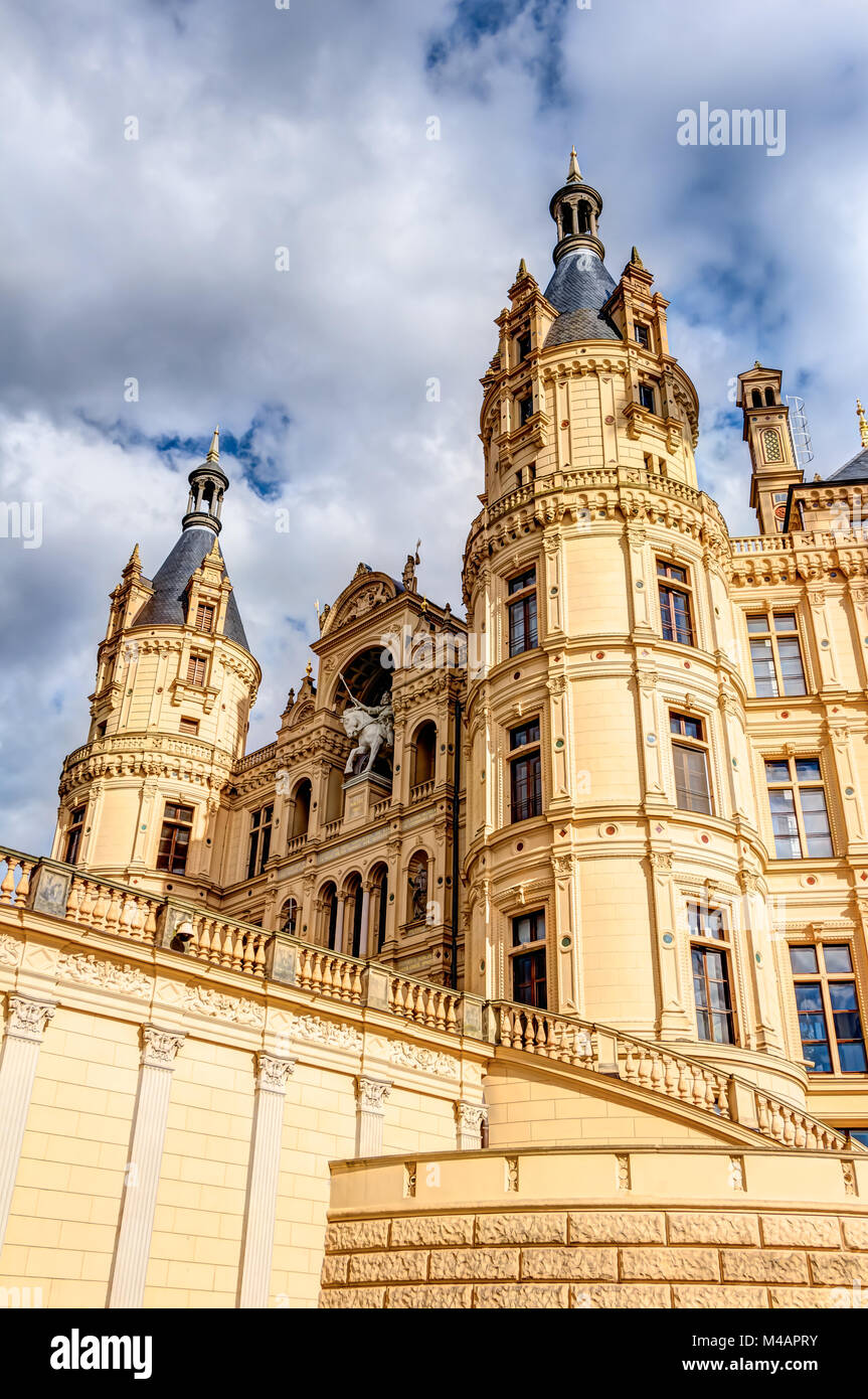 Schloss Schwerin in romantischen Historismus Architektur Stockfoto