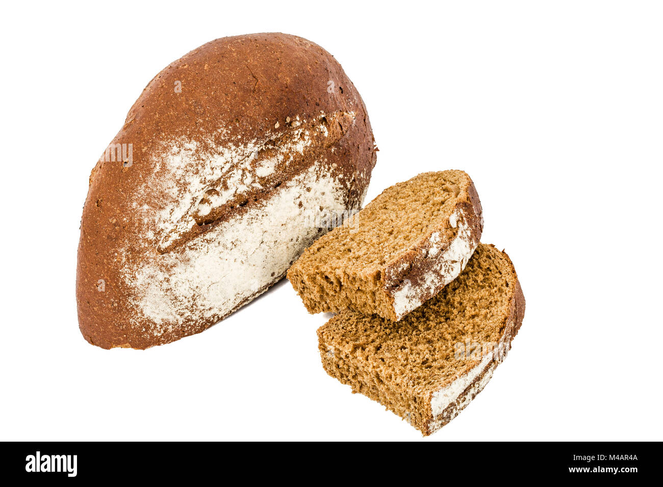 In Scheiben geschnitten Brot, isoliert auf weißem Hintergrund Stockfoto