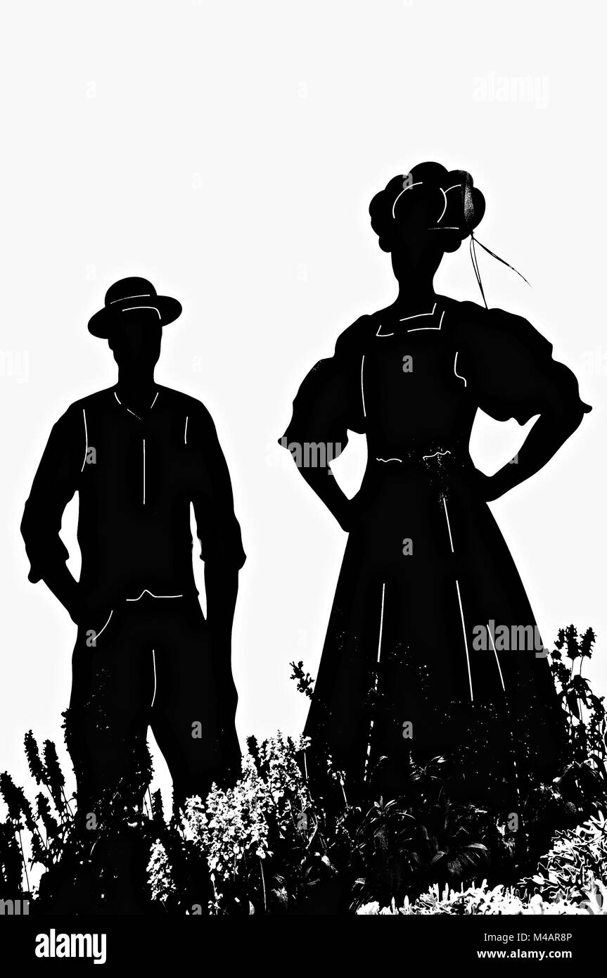 Paar aus dem Schwarzwald Deutschland weiß-schwarz Stockfoto
