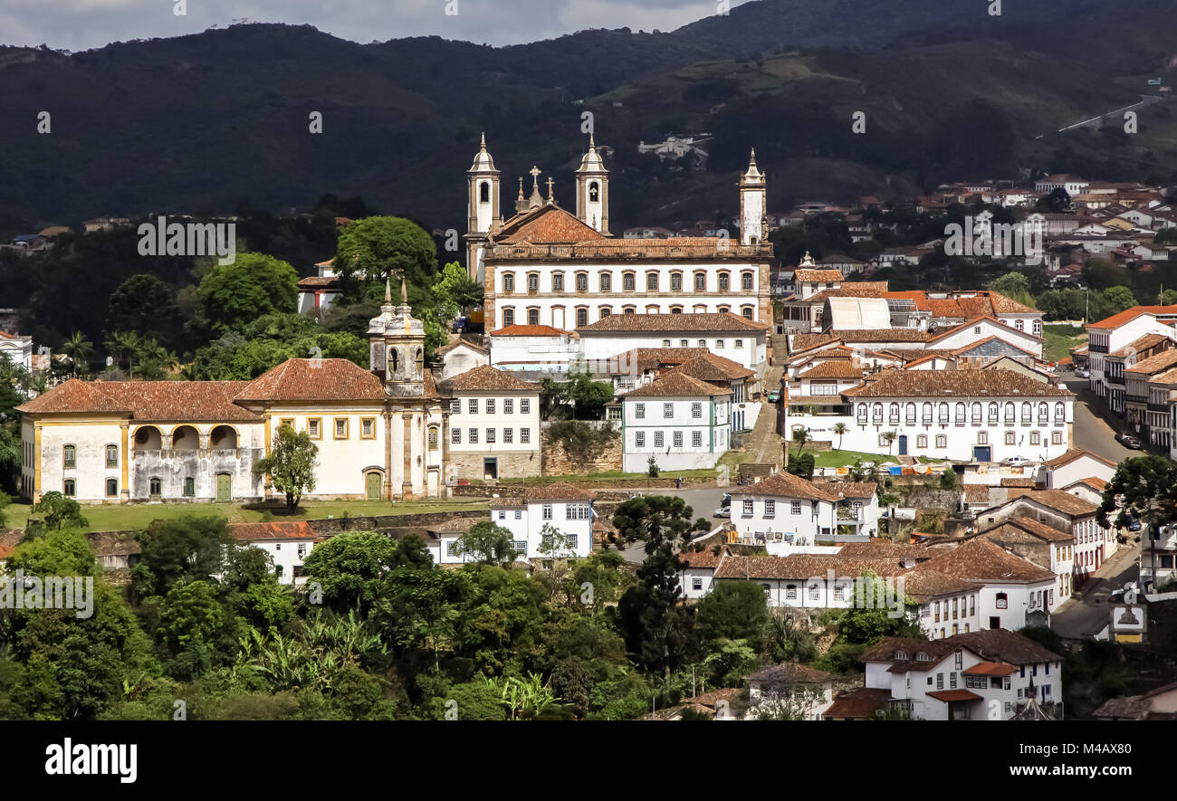 Blick auf die Altstadt von Ouro Preto, Brasilien Stockfoto