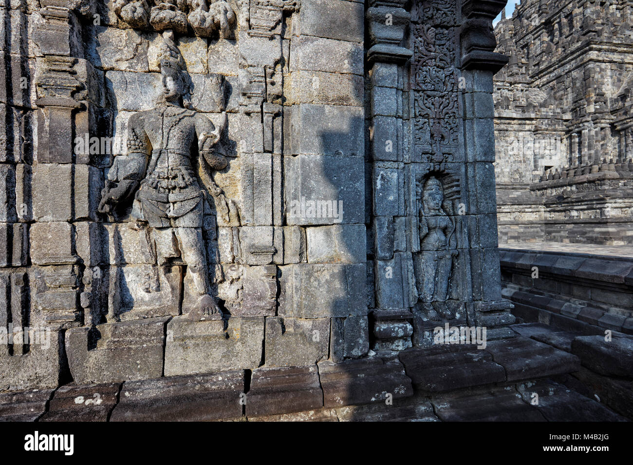 Bild des Dieser auf einem Tempel Wand in Sewu Buddhistischen Tempelanlagen. Spezielle Region Yogyakarta, Java, Indonesien. Stockfoto