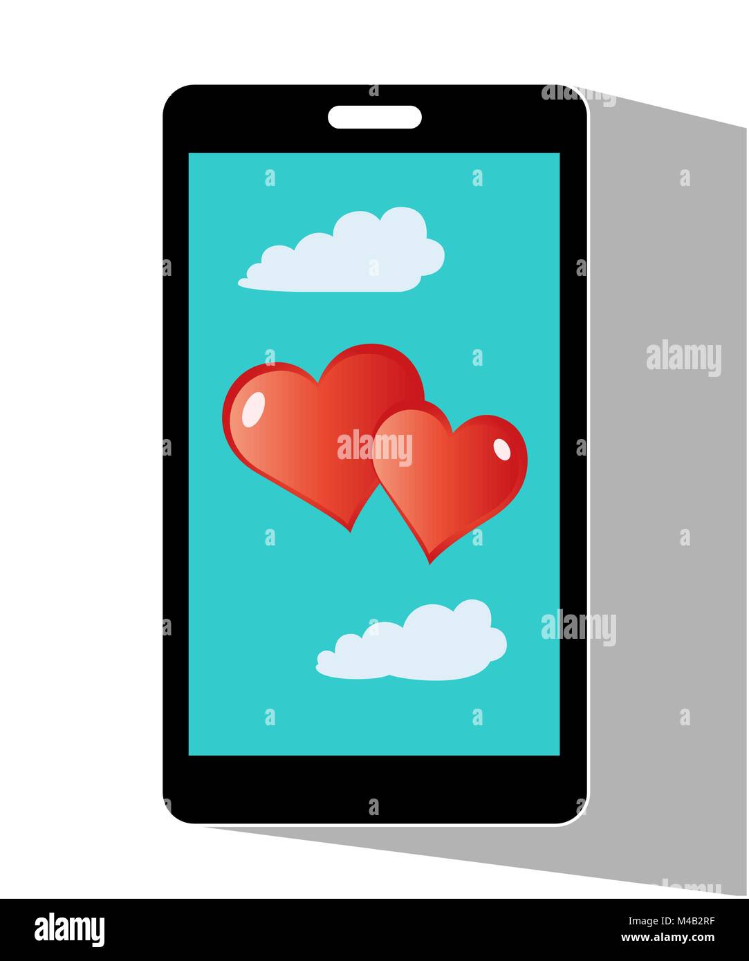 Herzen Valentine auf Handy. Stock Vektor