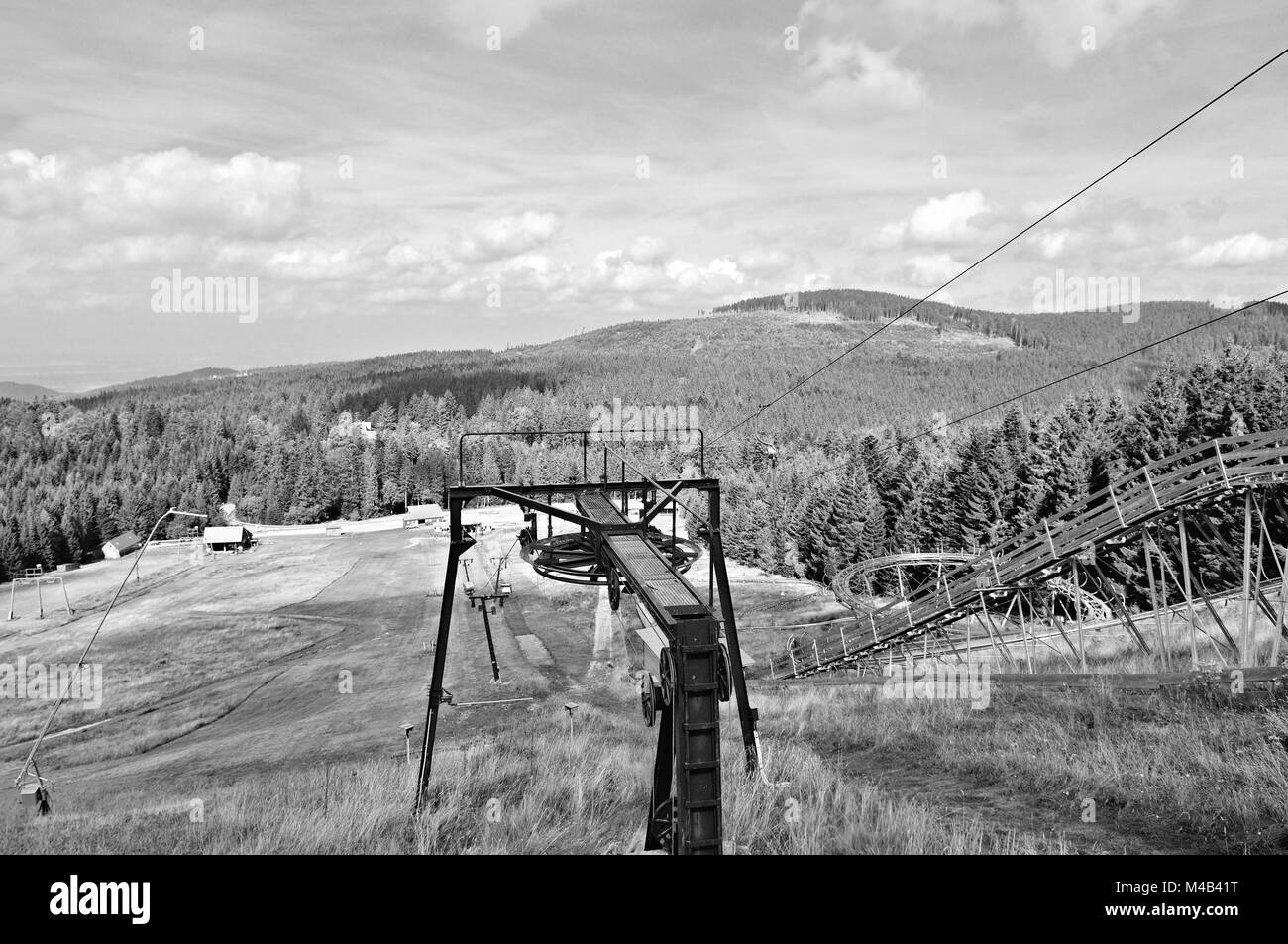 Freizeitzentrum Mehliskopf Schwarzwald Deutschland schwarz-weiß Stockfoto
