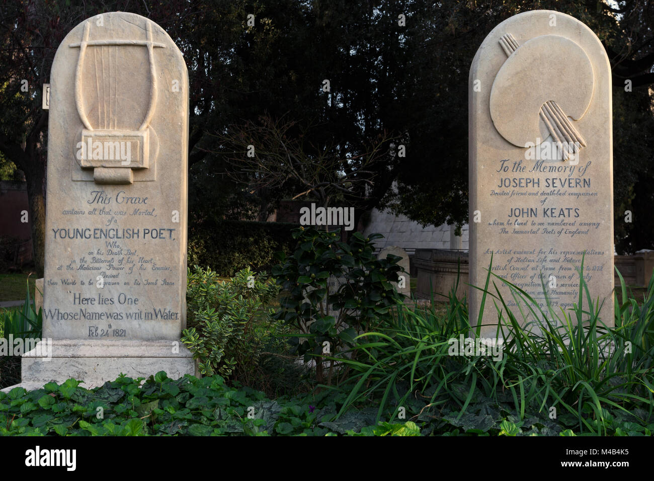 Ewige Freundschaft - Keats und Severn die Gräber - protestantischen Friedhof - Rom Stockfoto