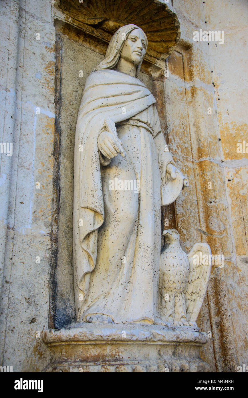 Maria Statue, Kathedrale Primada de America, UNESCO-Weltkulturerbe der Altstadt von Santo Domingo, Dominikanische Republik Stockfoto
