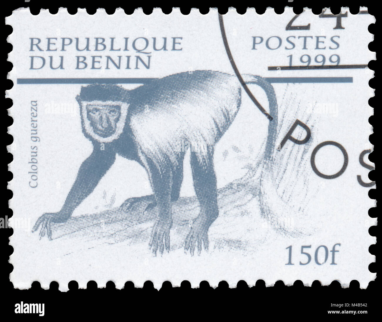 BUDAPEST, Ungarn - 11. Februar 2017; Stempel gedruckt in Benin aus der Ausgabe der "DUGONGS" [SÄUGETIERE' zeigt Guereza (Colobus guereza), ca. 1999 Stockfoto