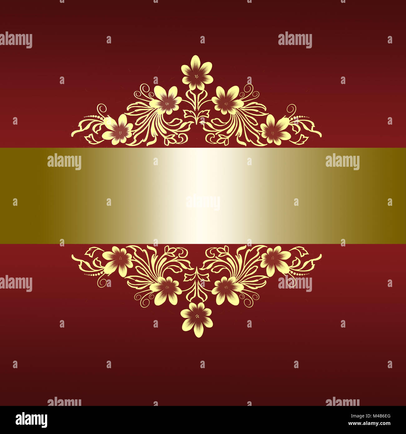 Elegante, Rand rot mit goldenen Blumen ornament Stockfoto