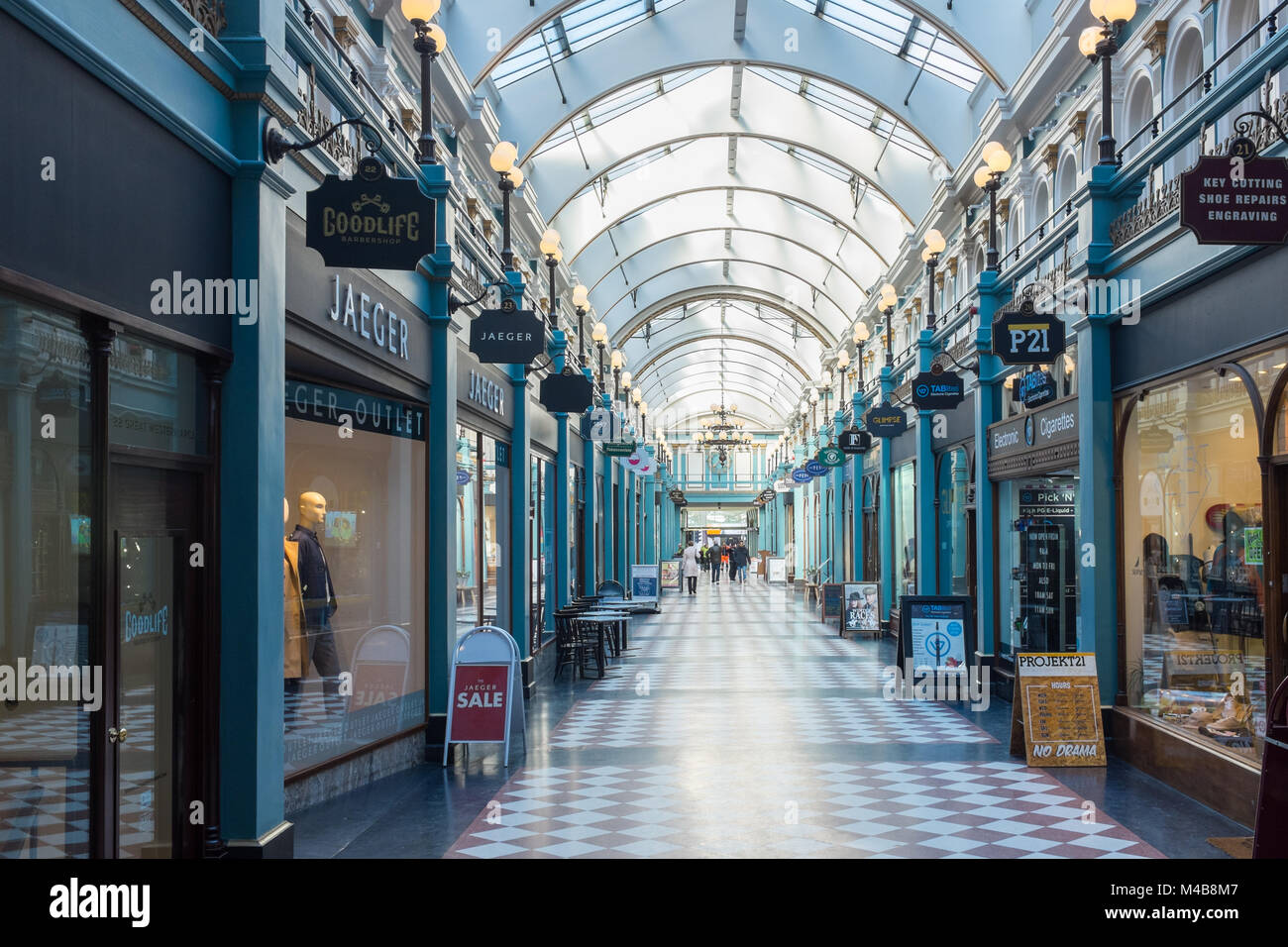 Die Great Western Arcade viktorianischen Einkaufspassage auf Colmore Row, Birmingham, Großbritannien Stockfoto