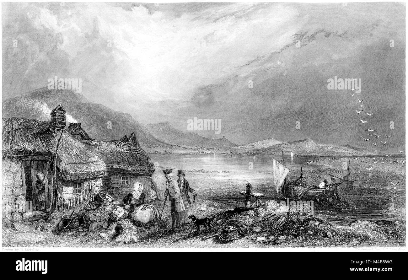 Eine Gravur an der Küste von Aberdeen gescannt und in hoher Auflösung aus einem Buch im Jahre 1833 gedruckt. Glaubten copyright frei. Stockfoto