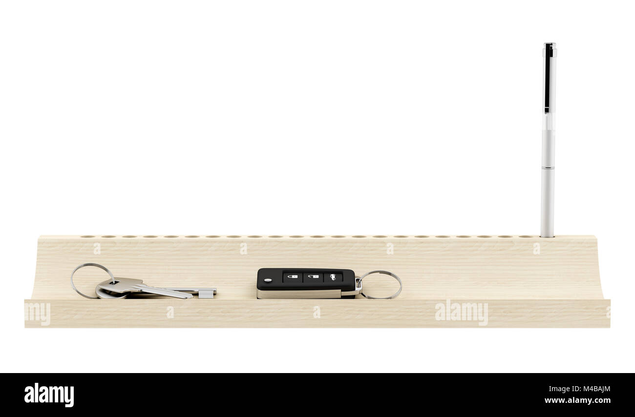 Schreibtisch-Schublade isoliert auf weißem Hintergrund Stockfoto