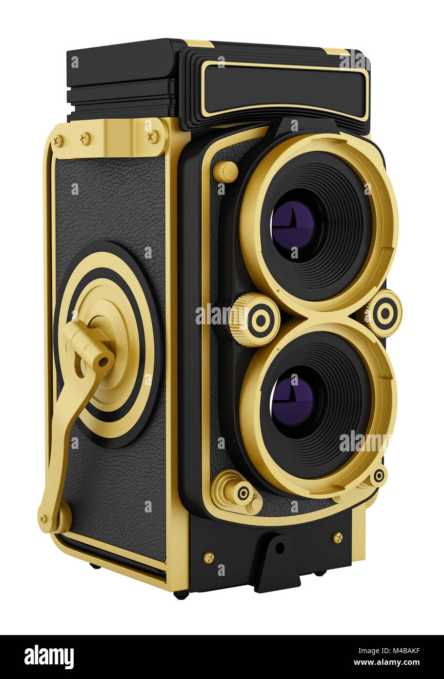 Goldener Jahrgang Film Fotokamera isoliert auf weißem Hintergrund Stockfoto