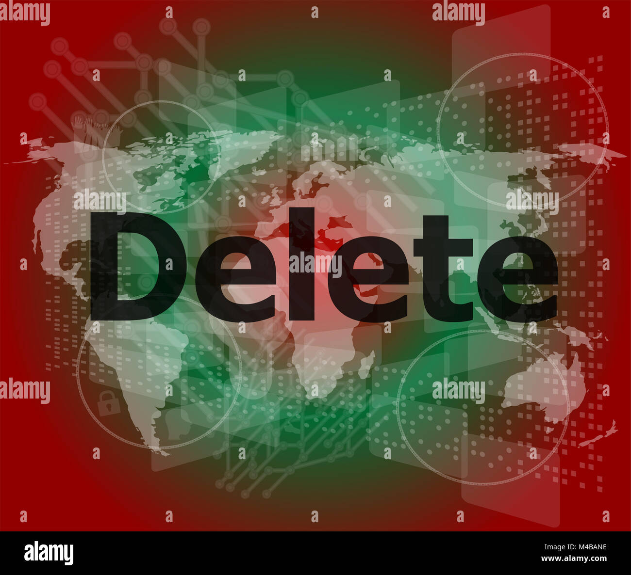 Das Wort löschen auf dem digitalen Bildschirm, Informationen Technologie-Konzept Stockfoto