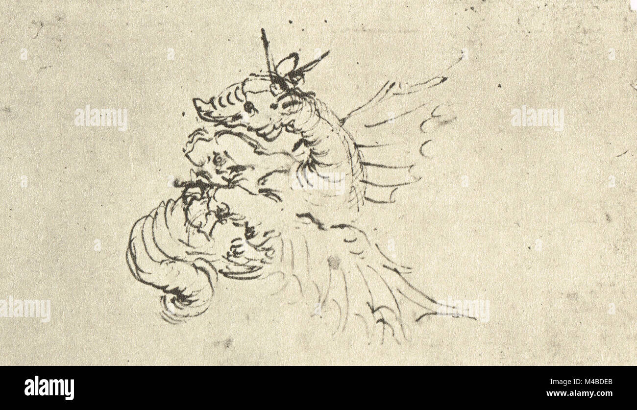 Studie von einem Drachen, von Leonardo Da Vinci, 1452 - 1519 gezeichnet Stockfoto