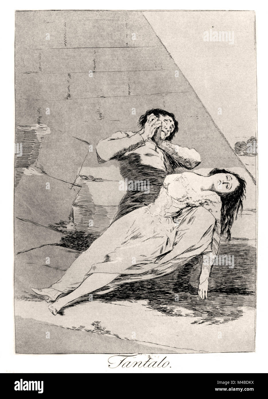 Francisco de Goya - Tantalas 1799. Platte 9 von Los Caprichos. Stockfoto