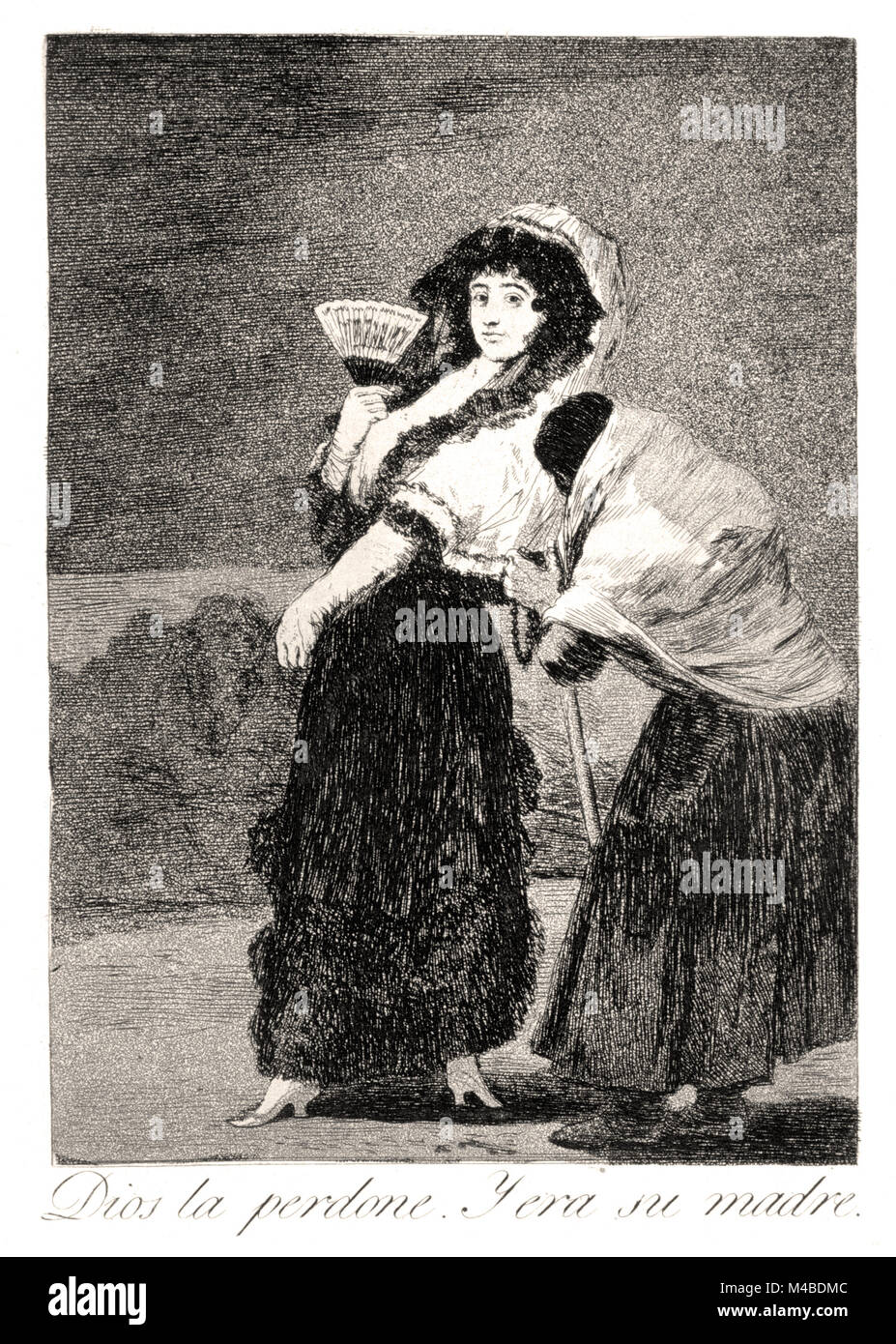Francisco de Goya - Gott verzeihe ihr und es war ihre Mutter 1799. Teller 16 Los Caprichos. Stockfoto