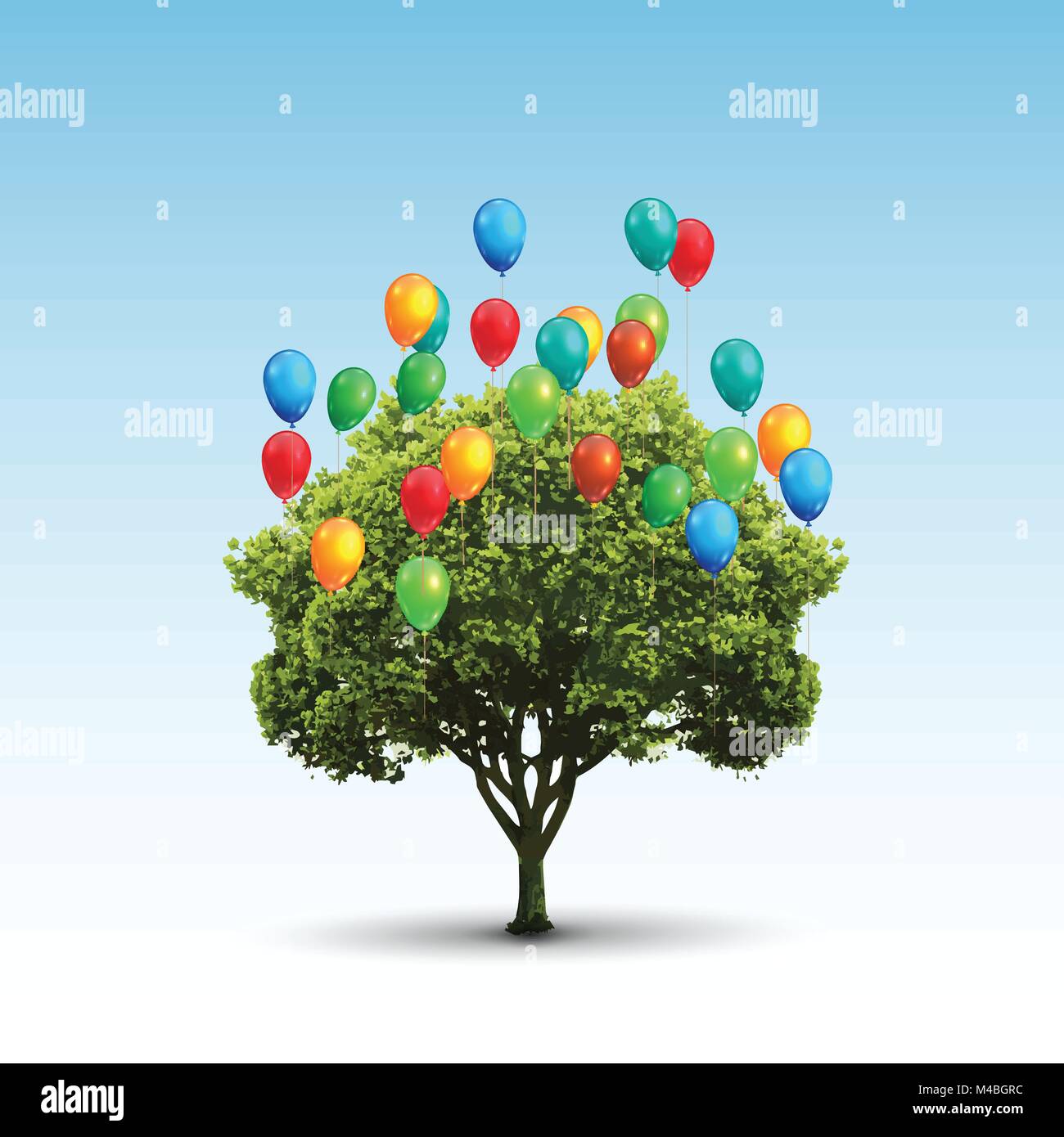 Baum Und Luftballons Vektor Vektor Abbildung Bild 174816976