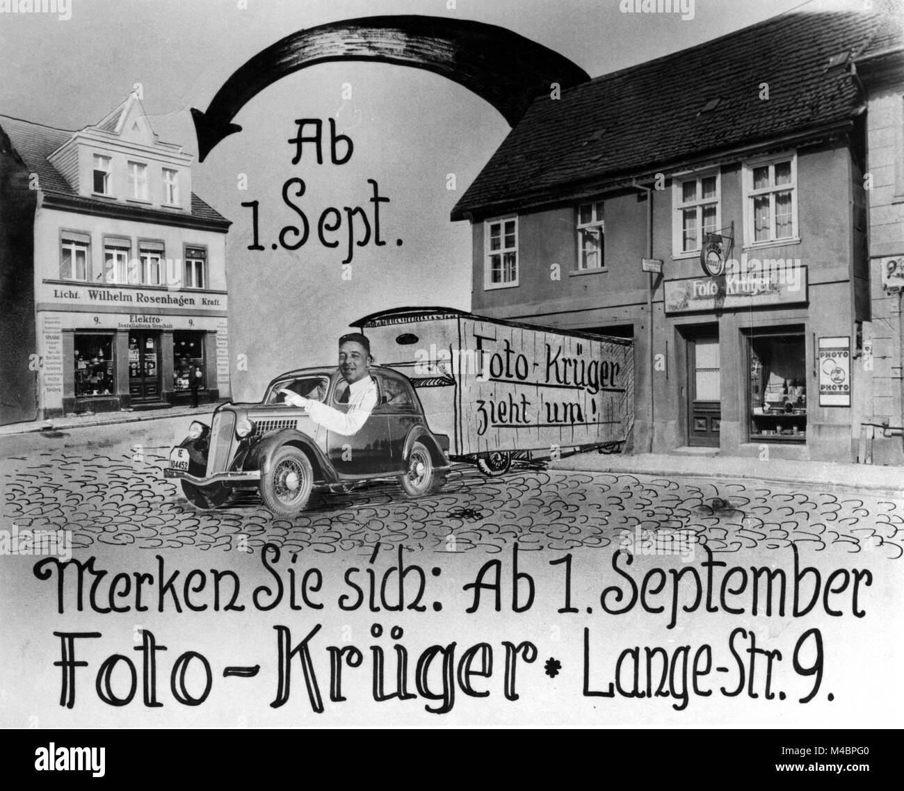 Foto-Krüger Werbung, 1920er Jahre, genaue Lage unbekannt, Deutschland Stockfoto