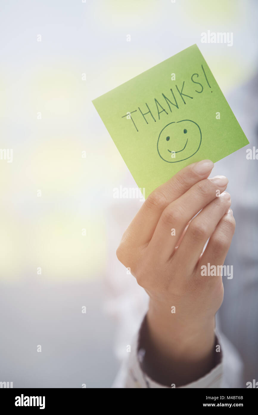 Danke Text auf Klebstoff Hinweis Stockfoto Danke Text auf Klebstoff Hinweis Stockfoto