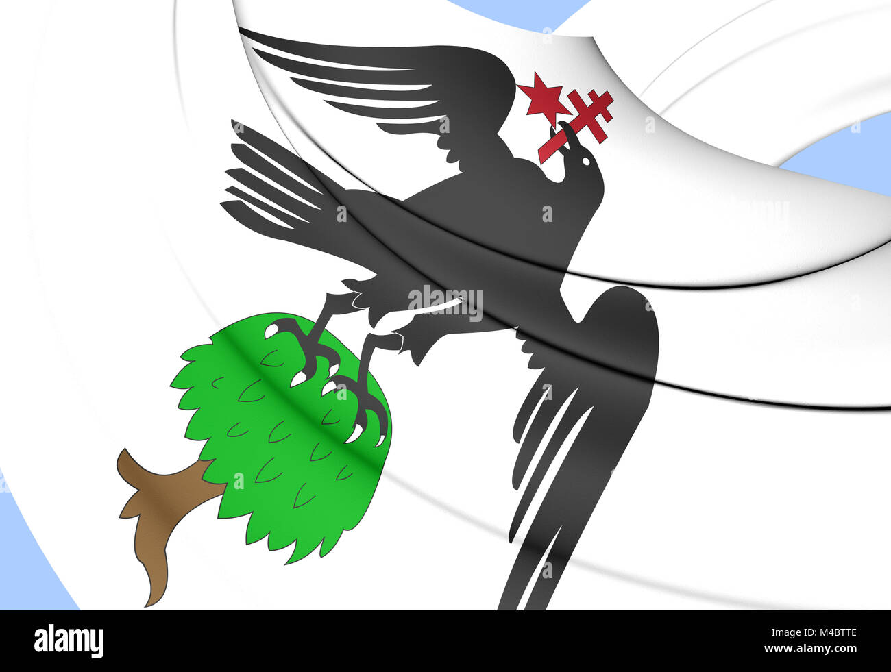 3D-Flagge der Walachei (1330-1859). Stockfoto