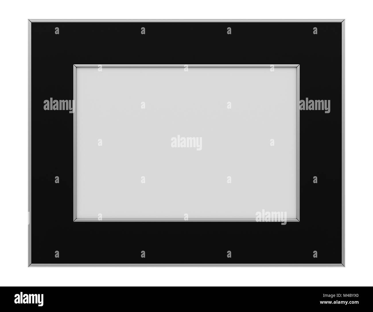 schwarzer Bilderrahmen isoliert auf weißem Hintergrund Stockfoto