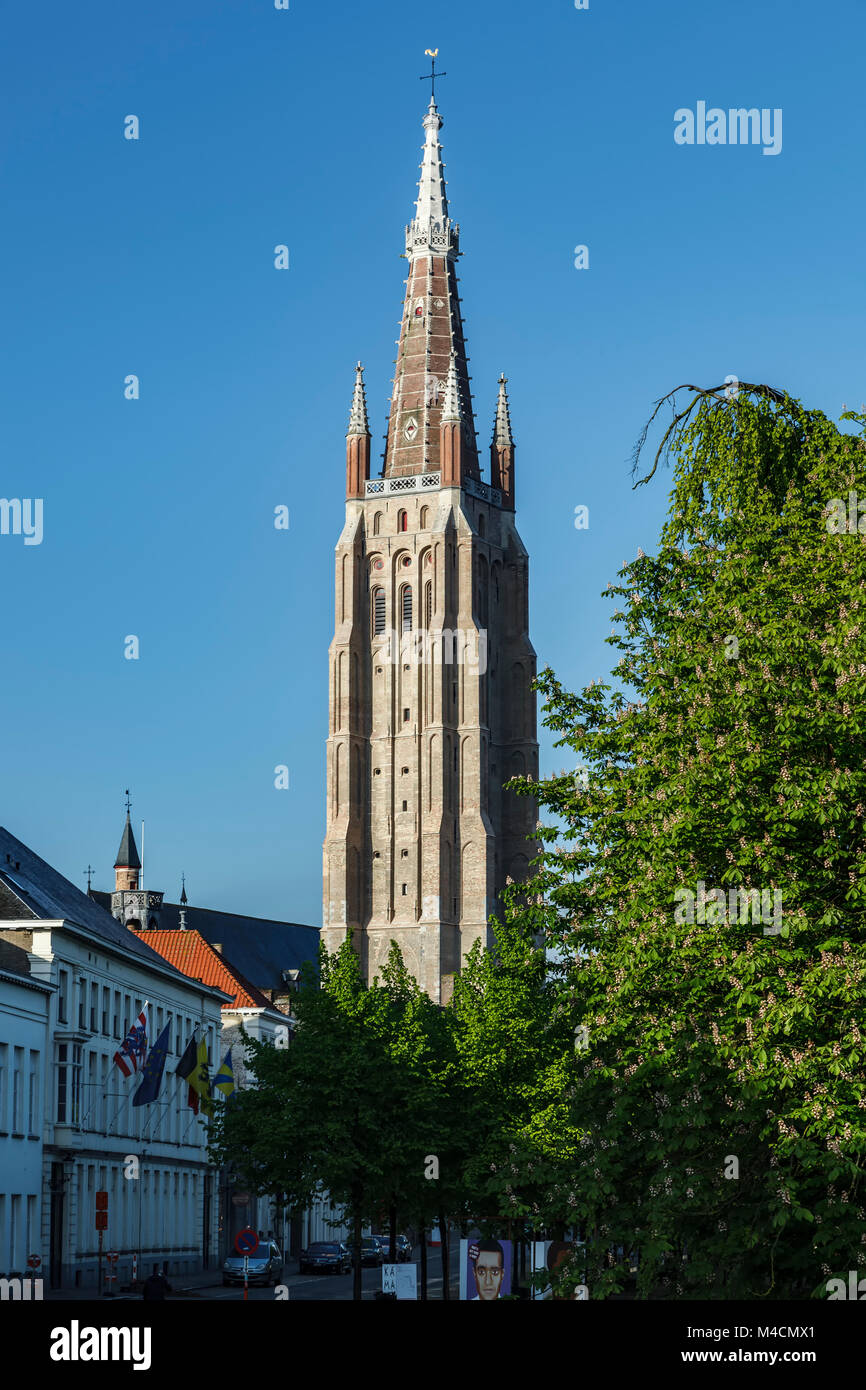 Kirche Unserer Dame, Turm, Brügge, Belgien Stockfoto