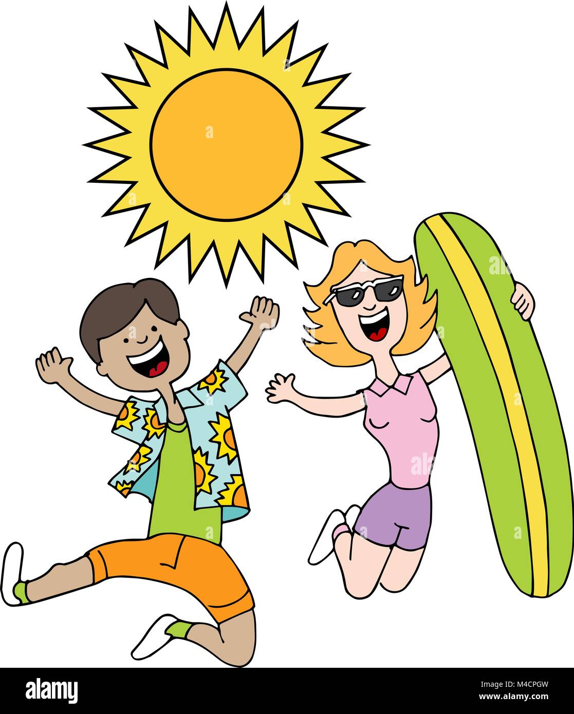 Ein Bild von einem Mann und einer Frau Sommer Strand Kleidung tragen. Stock Vektor