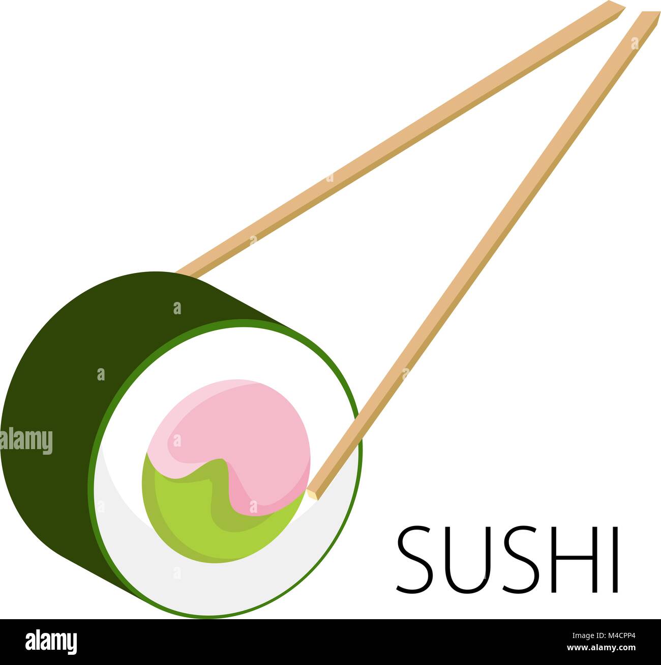 Ein Bild von Sushi mit Stäbchen. Stock Vektor