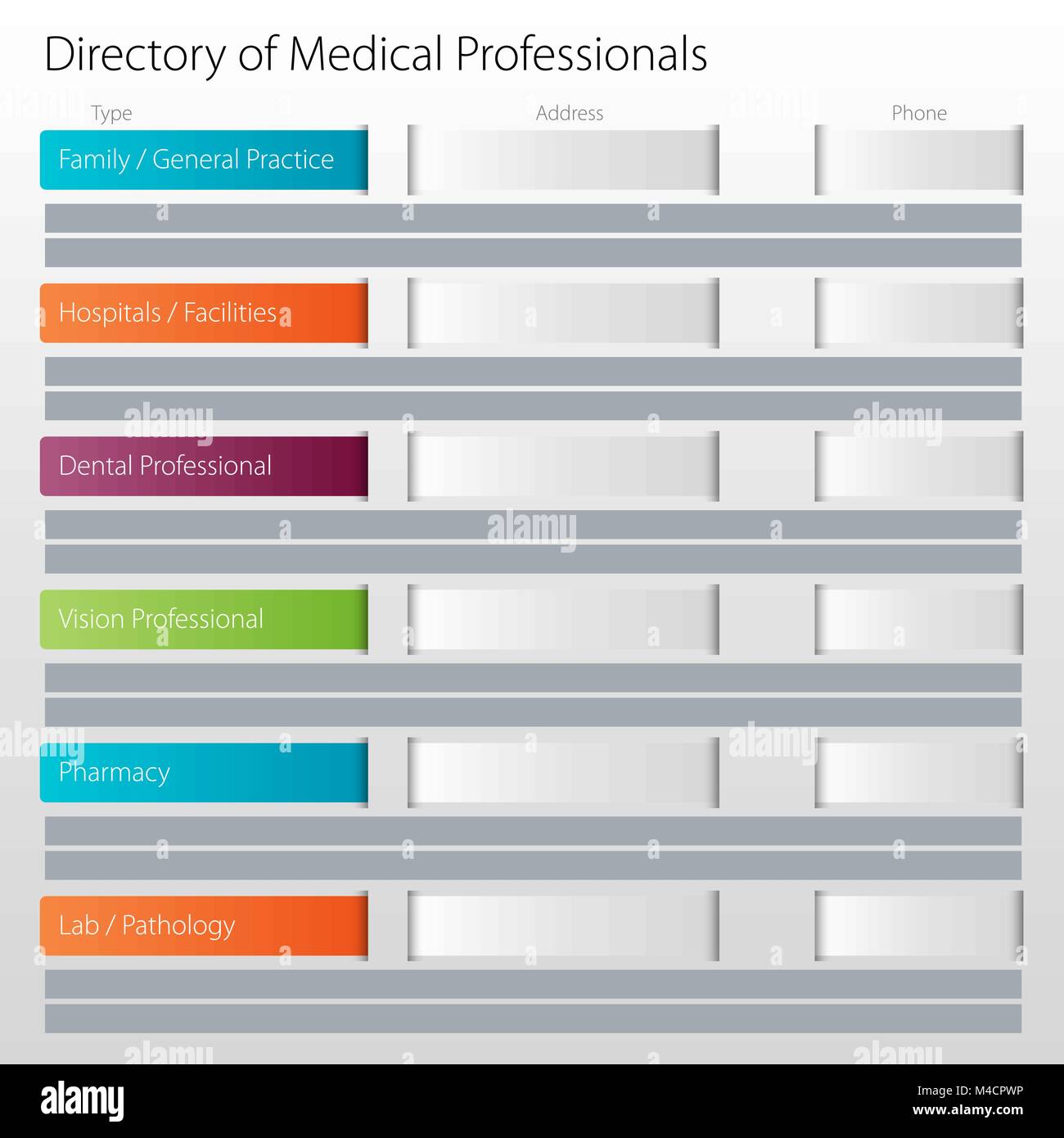 Ein Bild von einem Gesundheitswesen Verzeichnis der medizinischen Fachleute Chart Symbol. Stock Vektor