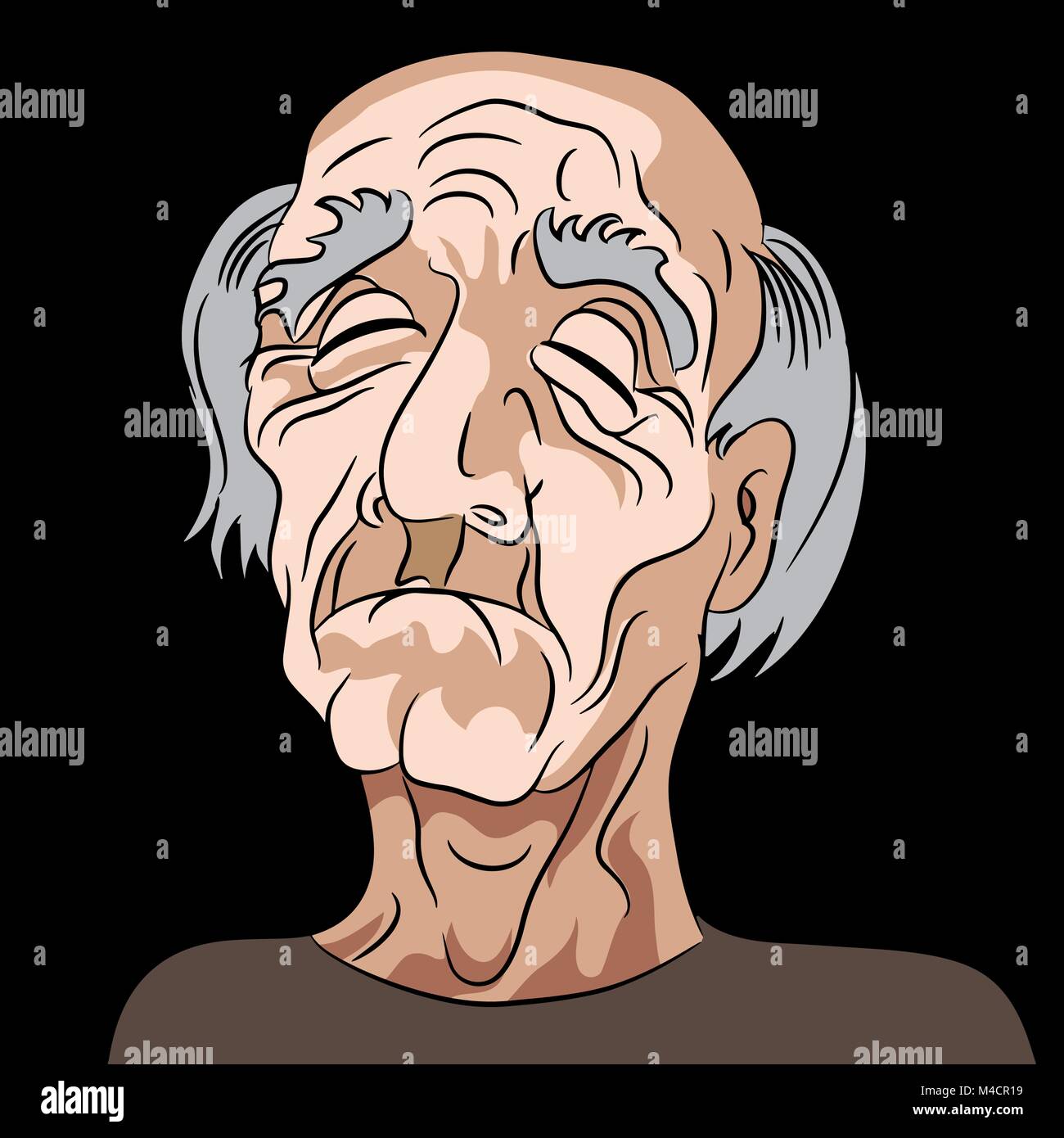 Ein Bild von einem älteren Mann traurig. Stock Vektor