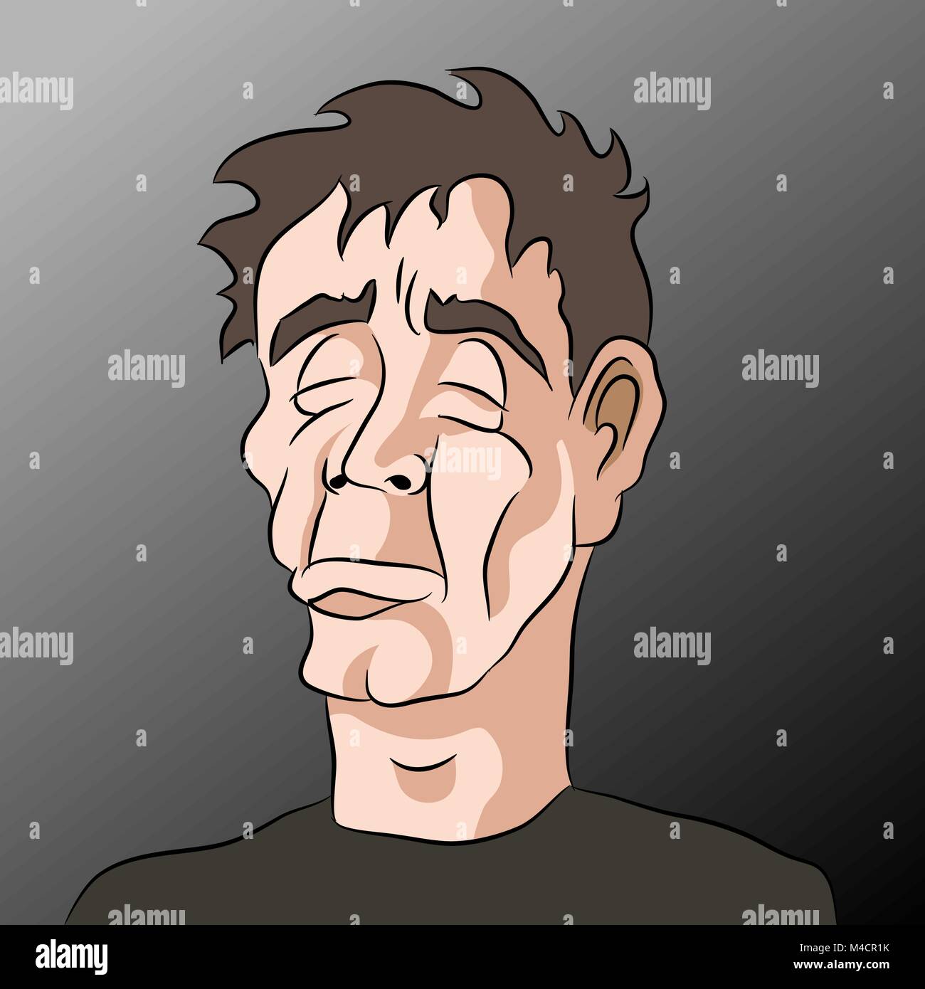 Ein Bild von einem Cartoon Mann traurig. Stock Vektor