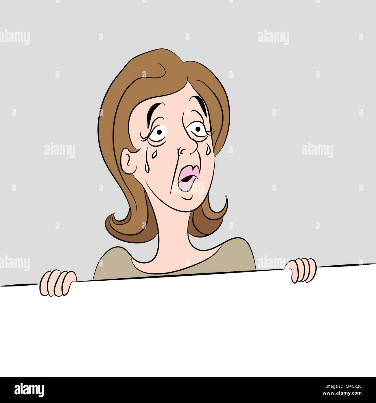 Ein Bild von einem Cartoon Frau traurig mit Tränen rollten ihr Gesicht. Stock Vektor