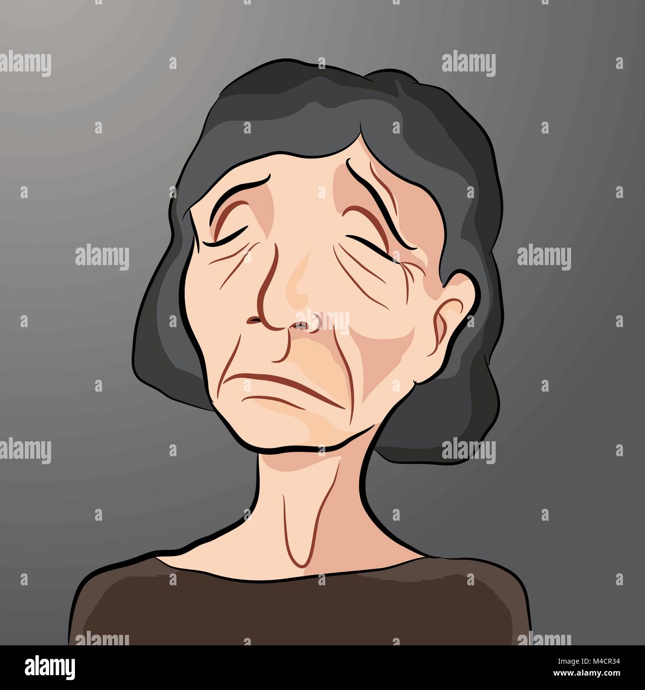 Ein Bild von einem traurigen ältere Frau. Stock Vektor
