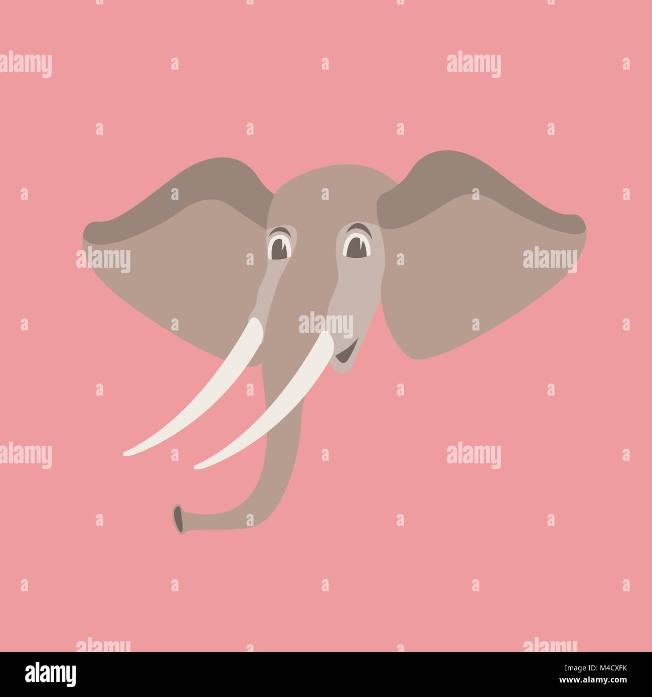 Cartoon Elephant Head Vector Illustration Flat Style Vorderseite Stock Vektor