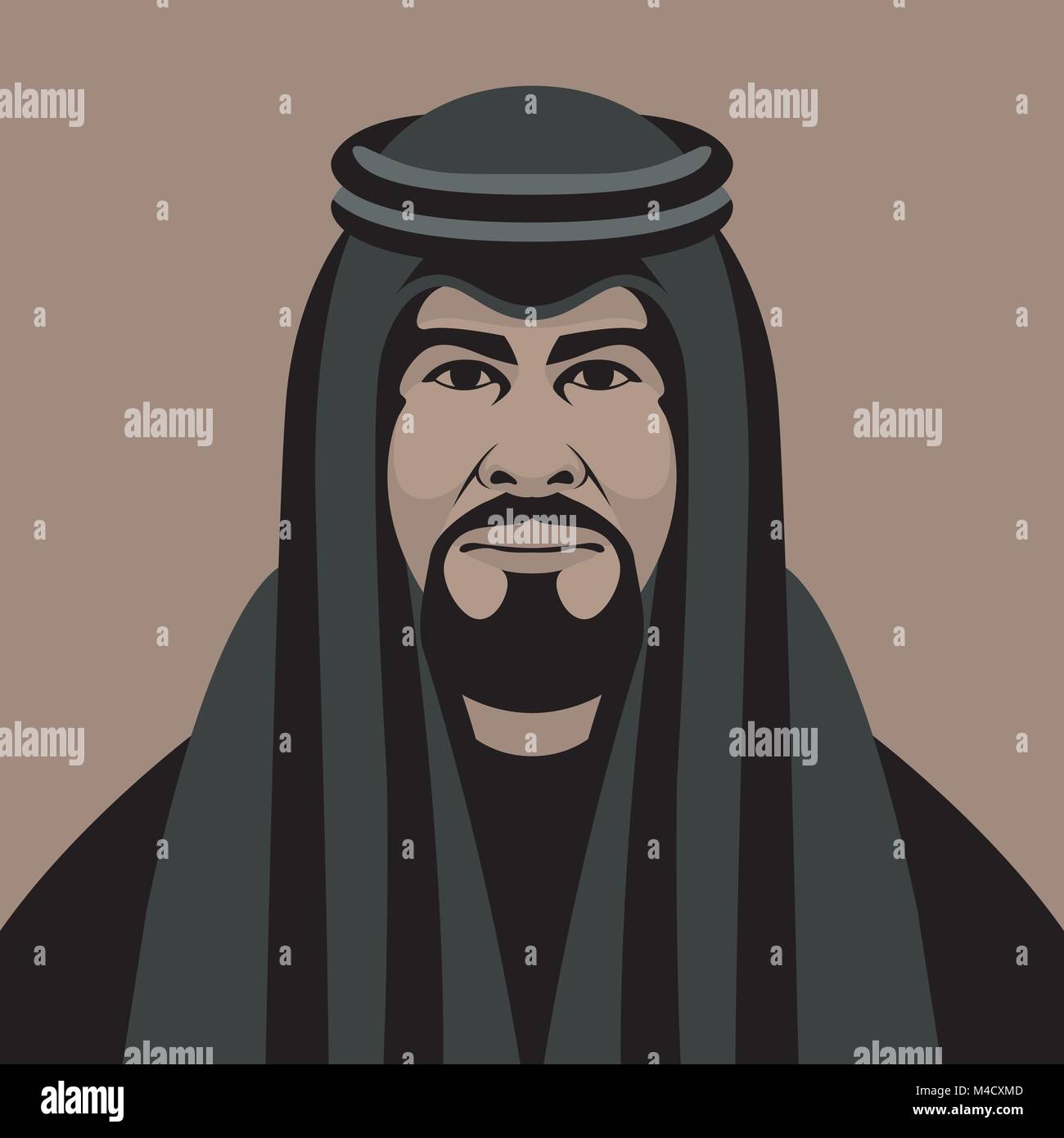 Arabischen muslimischen Vektor-illustration Flat Style Vorderseite Gesicht Stock Vektor