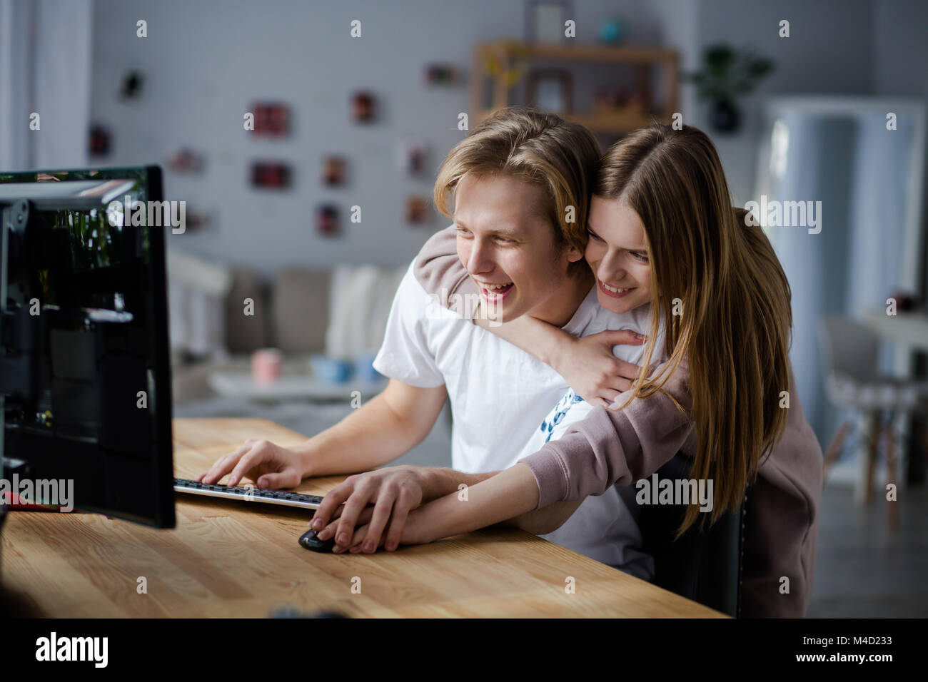 Spannende Momente zusammen Stockfoto