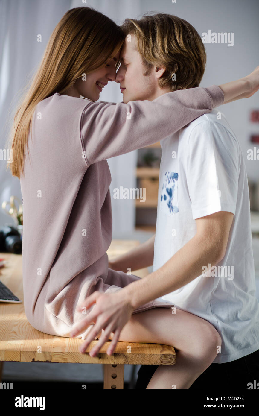 Spannende Momente zusammen Stockfoto