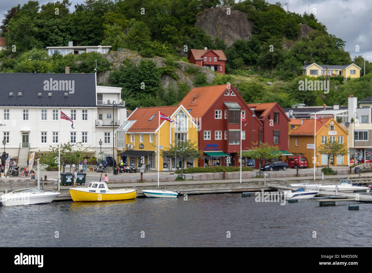 Die küstenstadt Mandal in Norwegen Stockfoto