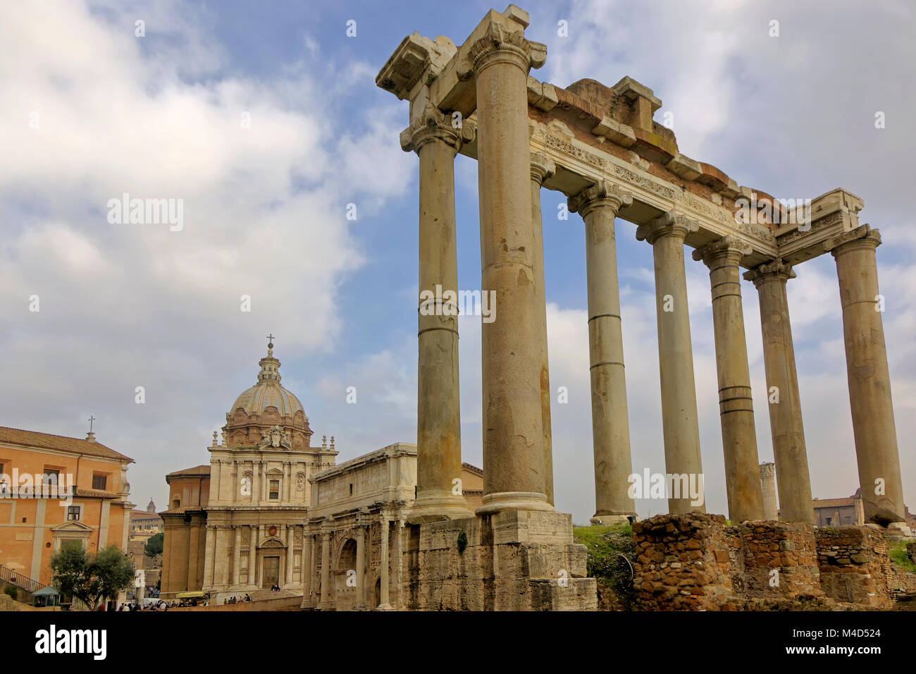 Tempel des Saturn Forum Romanum Stockfoto