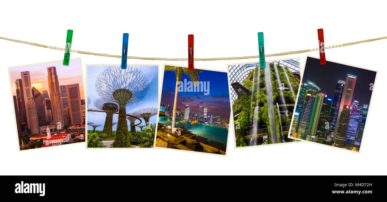 Singapur reisen Bilder (meine Fotos) auf wäscheklammern Stockfoto